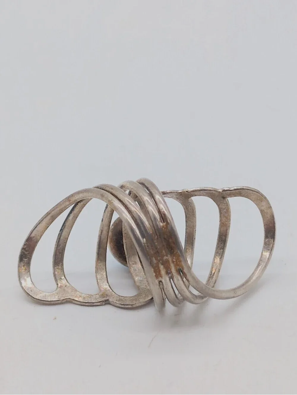 Turquoise Stone 925 Sterling Silver Spiral Bohemian Sz 6.25 Cocktail Ring 43mm